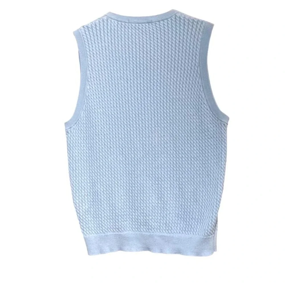 Magnolia Lane Mens L Masters Tournament Blue Pima Cotton Cable Knit Sweater Vest